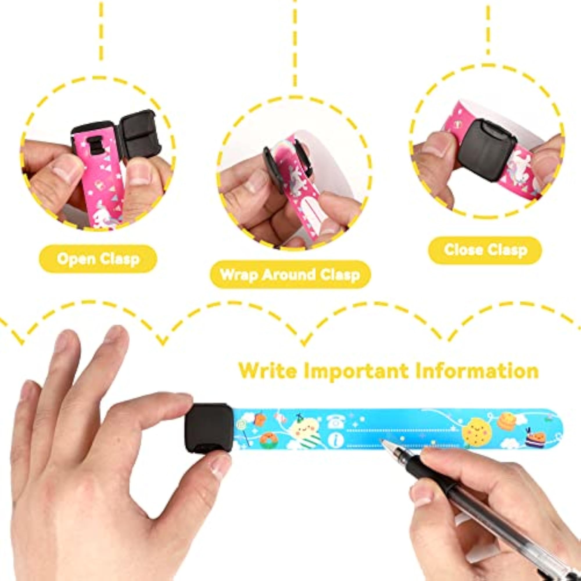 14 Pieces Safety ID Wristband, Reusable